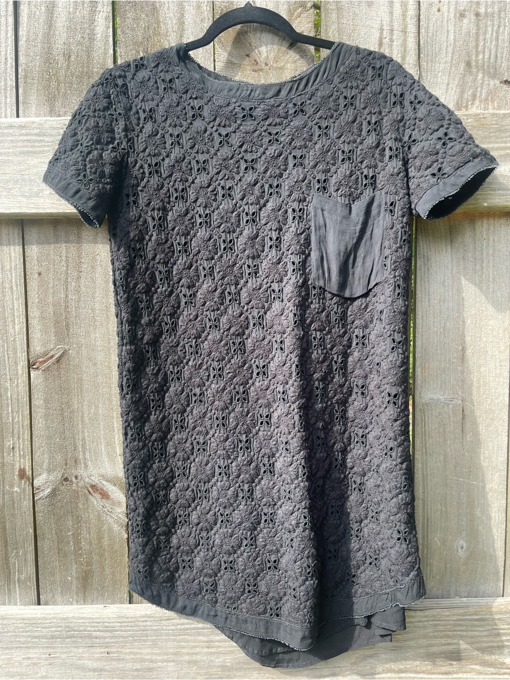 Athe Vanessa Bruno Black Eyelet Mini Dress with Pocket Size 36 euro / 6 US